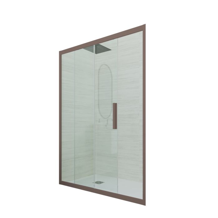 Porta doccia 1 anta scorrevole H 200 Vetro Trasparente Profilo Chocolate mod. Deco main product photo