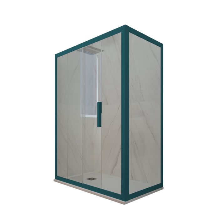Box doccia 1 anta scorrevole H 200 Vetro Trasparente Profilo Verde night watch mod. Deco Duo main product photo