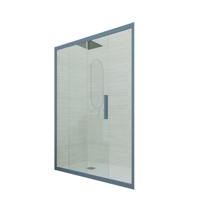 Porta doccia 1 anta scorrevole H 200 Vetro Trasparente Profilo Blu Navy mod. Deco main product photo