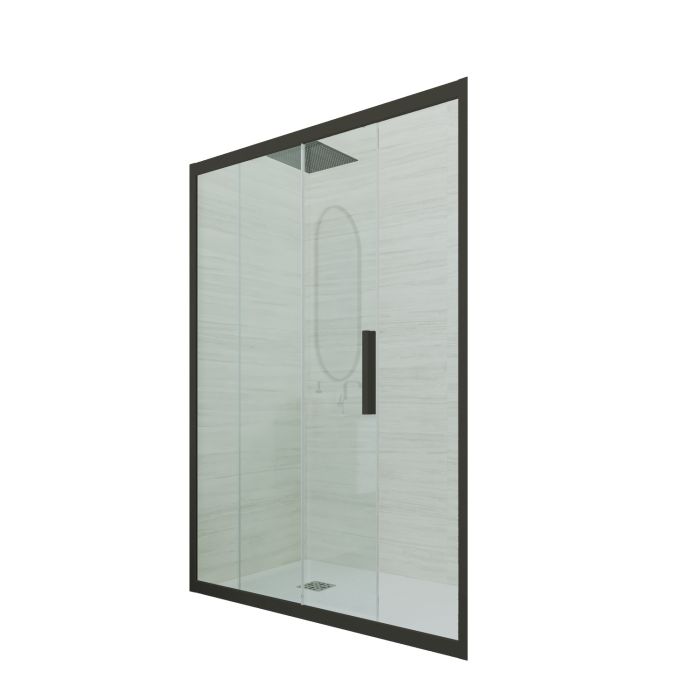 Porta doccia 1 anta scorrevole H 200 Vetro Trasparente Profilo Nero Matt mod. Deco main product photo