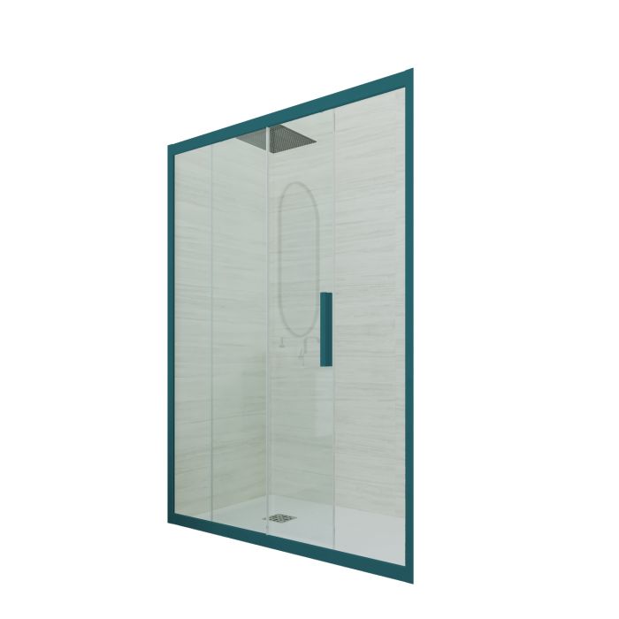 Porta doccia 1 anta scorrevole H 200 Vetro Trasparente Profilo Verde night watch mod. Deco main product photo