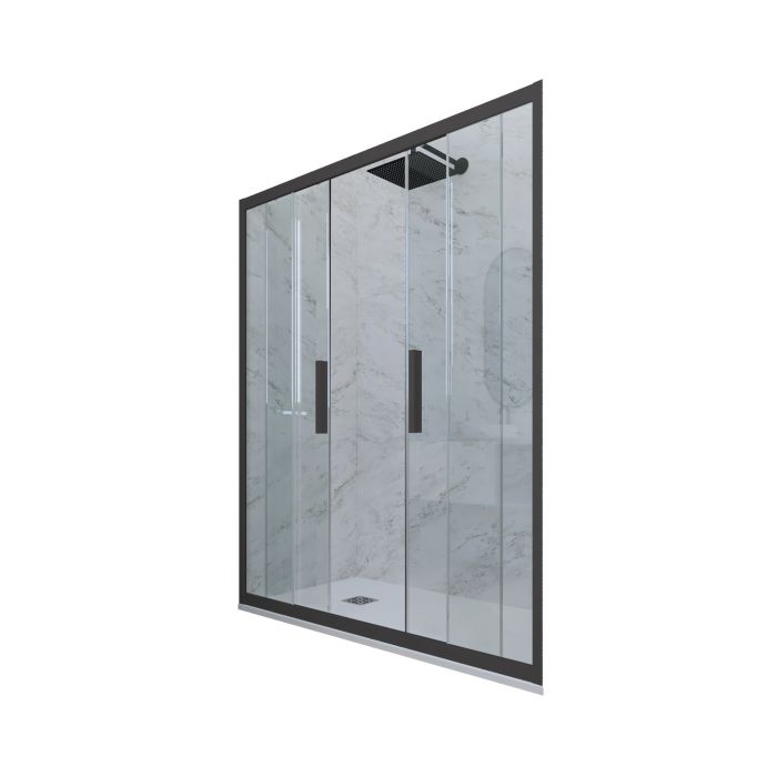 Porta doccia 2 ante scorrevoli H 200 Vetro Trasparente Profilo Antracite mod. Glam main product photo