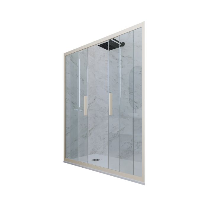 Porta doccia 2 ante scorrevoli H 200 Vetro Trasparente Profilo Champagne mod. Glam main product photo