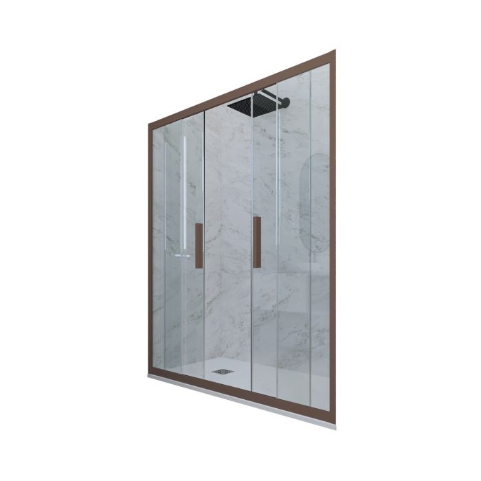 Porta doccia 2 ante scorrevoli H 200 Vetro Trasparente Profilo Chocolate mod. Glam main product photo