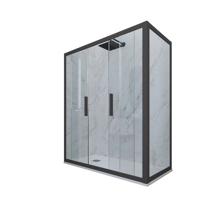 Box doccia 2 ante scorrevoli H 200 Vetro Trasparente Profilo Antracite mod. Glam Duo main product photo
