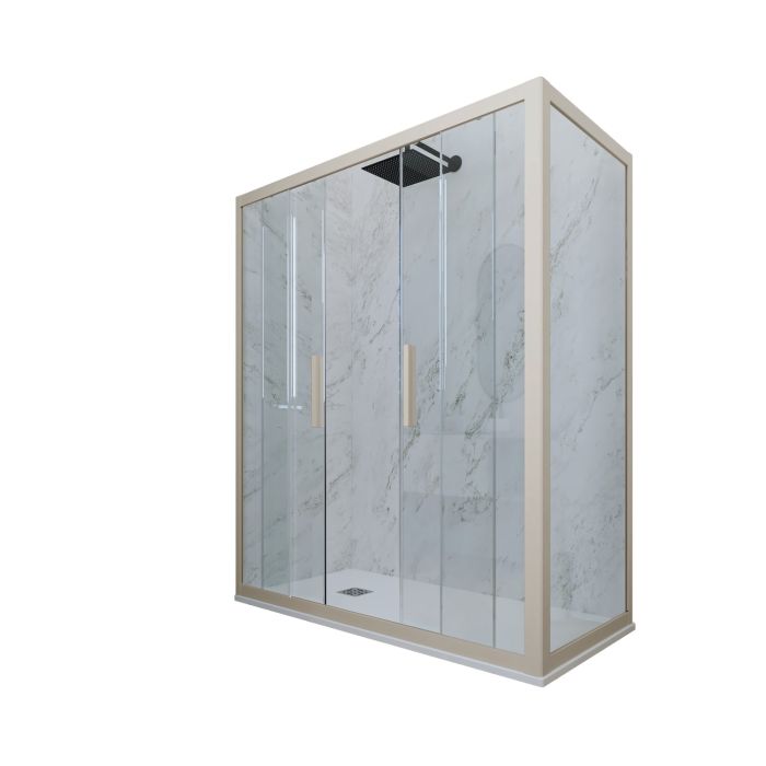 Box doccia 2 ante scorrevoli H 200 Vetro Trasparente Profilo Champagne mod. Glam Duo main product photo