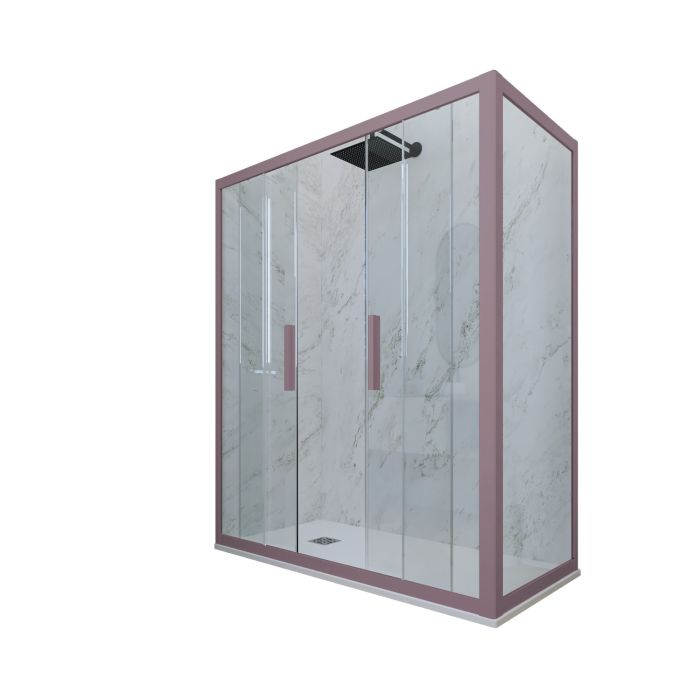 Box doccia 2 ante scorrevoli H 200 Vetro Trasparente Profilo Lavanda mod. Glam Duo main product photo