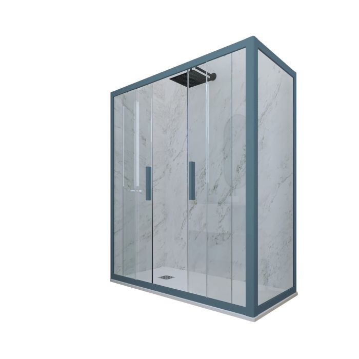 Box doccia 2 ante scorrevoli H 200 Vetro Trasparente Profilo Blu Navy mod. Glam Duo main product photo
