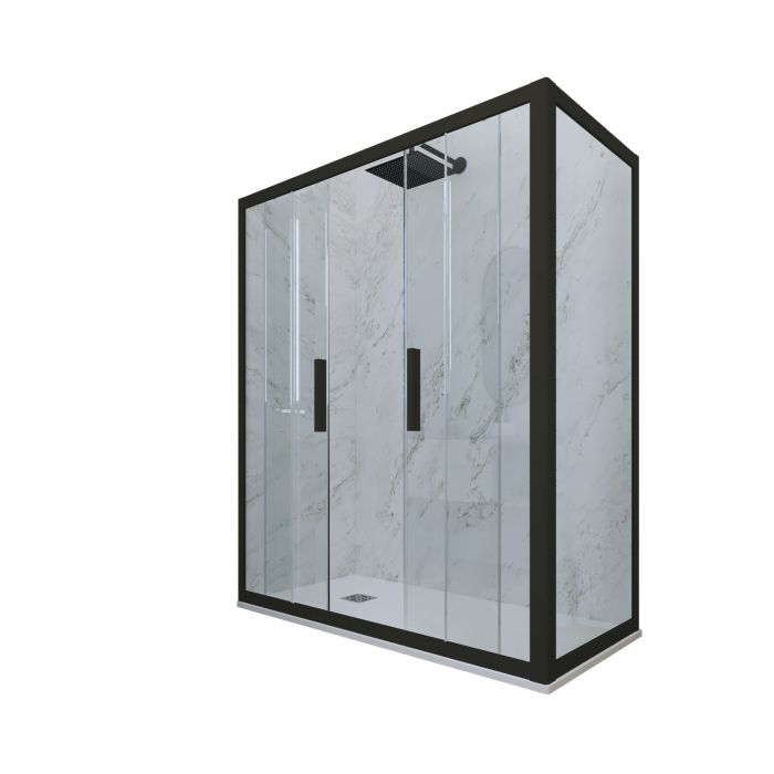 Box doccia 2 ante scorrevoli H 200 Vetro Trasparente Profilo Nero Matt mod. Glam Duo main product photo