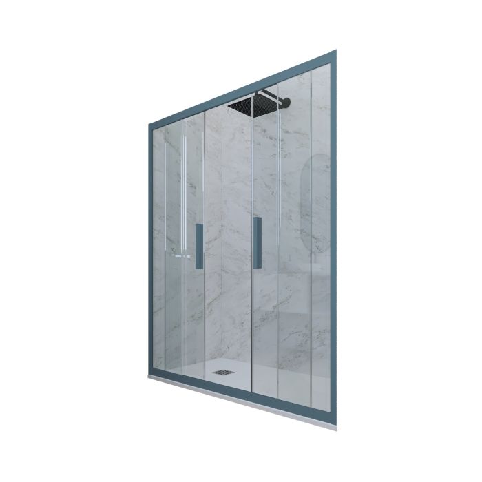 Porta doccia 2 ante scorrevoli H 200 Vetro Trasparente Profilo Blu Navy mod. Glam main product photo