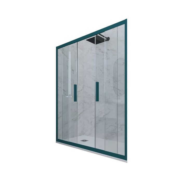 Porta doccia 2 ante scorrevoli H 200 Vetro Trasparente Profilo Verde night watch mod. Glam main product photo