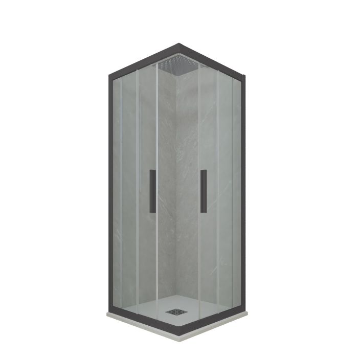 Box doccia angolare scorrevole H 200 Vetro Trasparente Profilo Antracite mod. Kolors main product photo