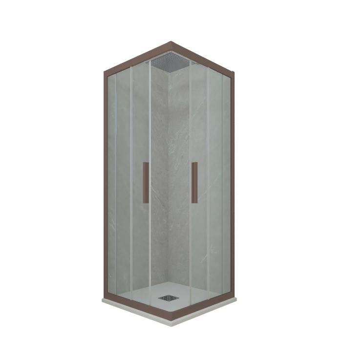 Box doccia angolare scorrevole H 200 Vetro Trasparente Profilo Chocolate mod. Kolors main product photo