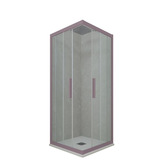 Box doccia angolare scorrevole H 200 Vetro Trasparente Profilo Lavanda mod. Kolors main product photo