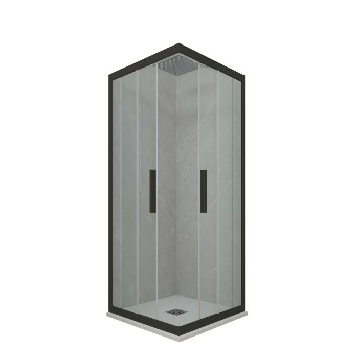 Box doccia angolare scorrevole H 200 Vetro Trasparente Profilo Nero Matt mod. Kolors main product photo