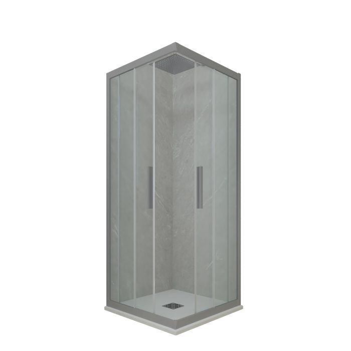 Box doccia angolare scorrevole H 200 Vetro Trasparente Profilo Silver mod. Kolors main product photo
