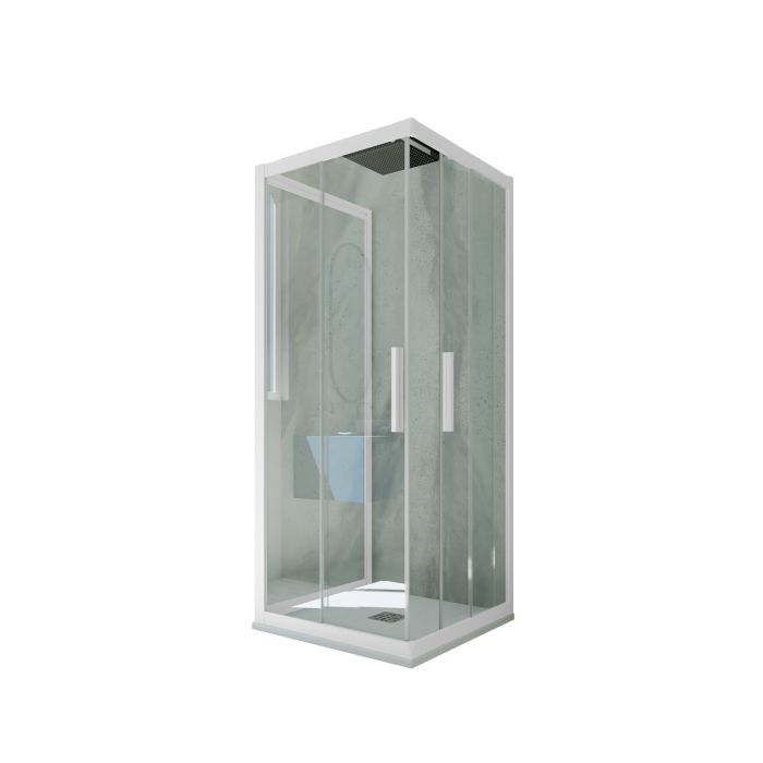 Box doccia 3 lati scorrevole H 200 Vetro Trasparente Profilo Bianco Matt mod. Kolors Trio main product photo