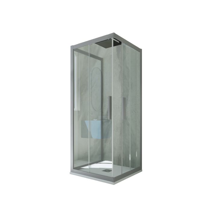 Box doccia 3 lati scorrevole H 200 Vetro Trasparente Profilo Silver mod. Kolors Trio main product photo
