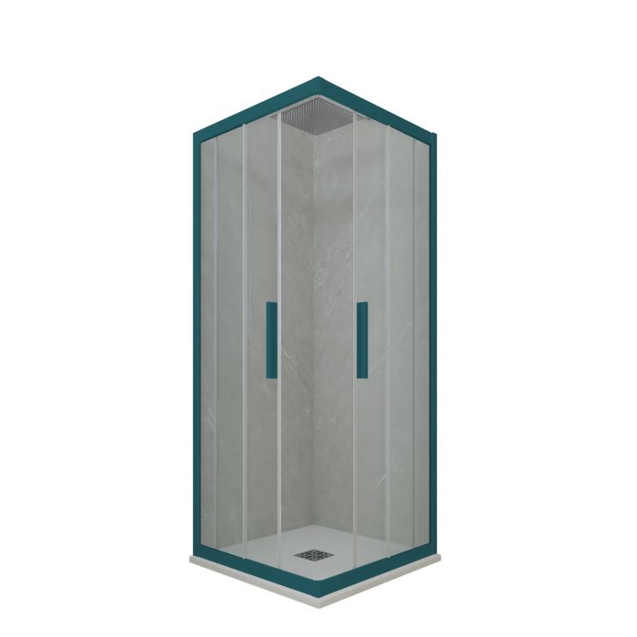 Box doccia angolare scorrevole H 200 Vetro Trasparente Profilo Verde night watch mod. Kolors main product photo