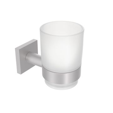 Porta spazzolini da parete Satinato in Acciaio Inox e vetro Mod. Hotel Maison Satin